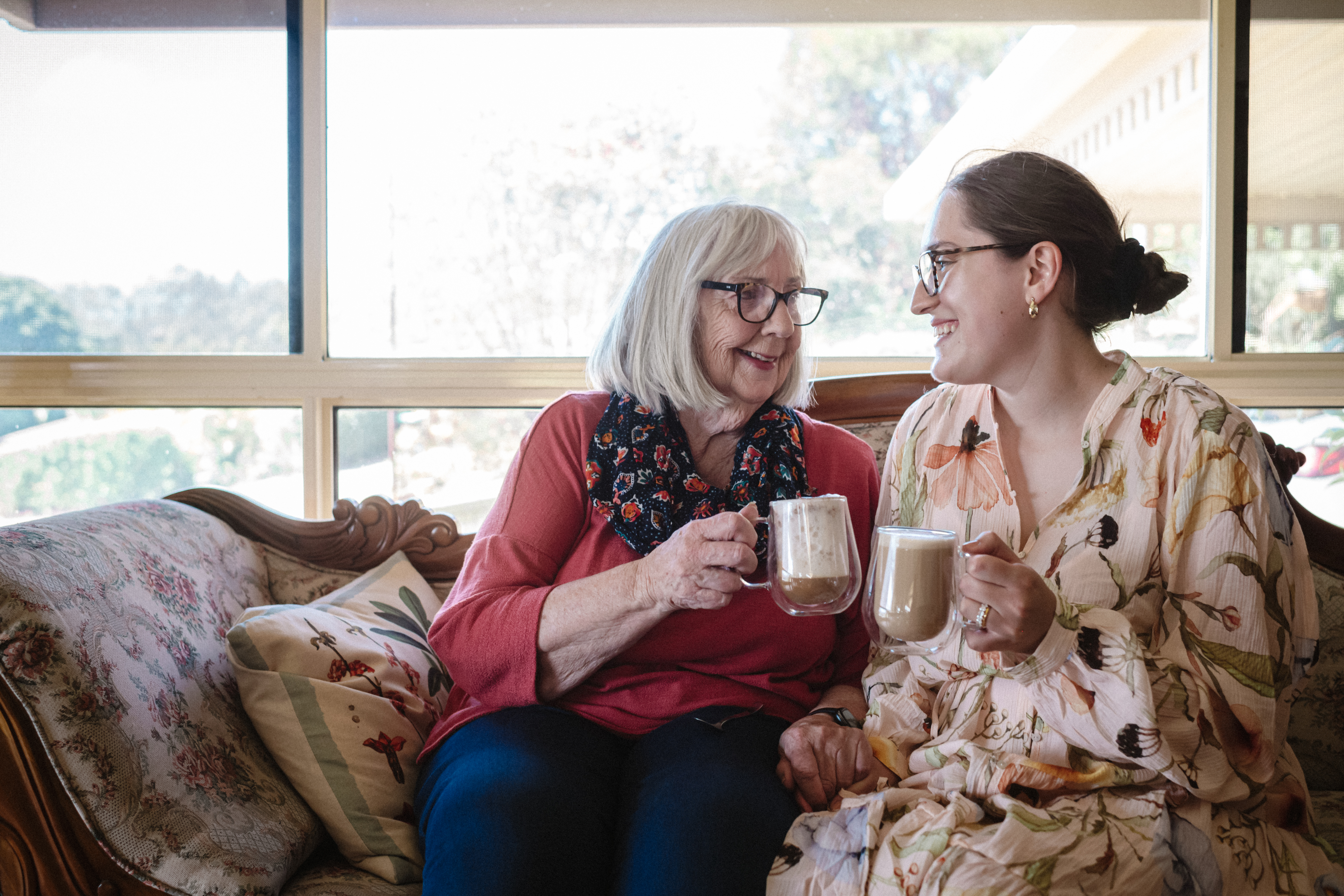 Emi Hall in conversation over coffee